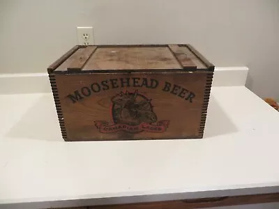 Vintage Moosehead Beer Wood Crate Box With Sliding Lid Dovetailed • $122