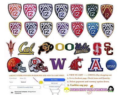 PAC-12 NCA A FOOTBALL Embroidery Patches (Select Options)✈Thai By USPS Agent • $2.89