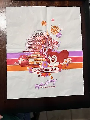 Vintage 1985 Walt Disney World Paper Plastic Shopping Bag Epcot Mickey • $14.99