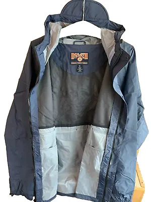 Duluth Trading Men's Navy Water Wind Resistant Lined Hooded Rain Jacket 2XL • $36.99