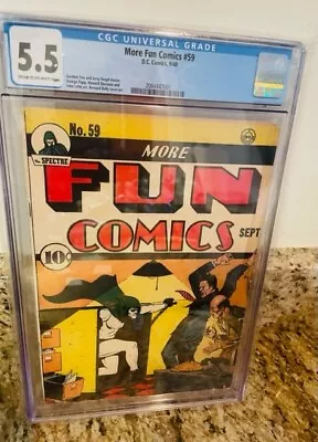 More Fun Comics #59 D.c. Comics 1940 Cgc Grade 5.5 Bernard Baily Cover • $5000