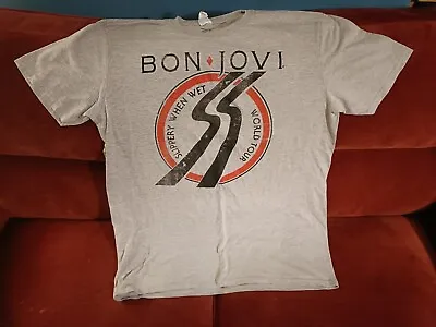 £12 • Buy Official Bon Jovi Re Issued Slippery When Wet Tour T-Shirt XL Grey