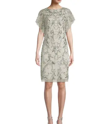 Aidan Mattox Embellished Flutter-Sleeve Cocktail Dress $395 Size 2 # 14B 1614 Bl • $60.91