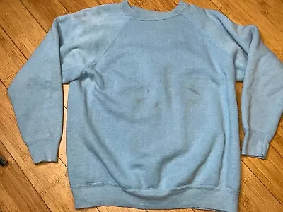 Vintage Men’s Small 60’s 70’s Light Blue Crewneck Pullover Sweatshirt • $30