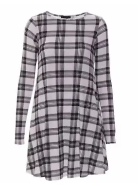 Women's Long Sleeve Printed Swing Dress Flared A Line Skater Dress Top Size 8-26 • £11.49