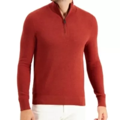 Michael Kors Men's Midnight 2XL Textured Quarter-Zip Sweater Orange • $49.99