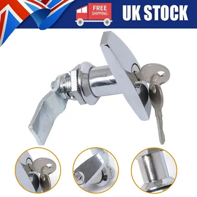 Zinc Alloy Chrome T Handle Door Lock Key For Catering TrailerHorse Box Caravan • £14.03