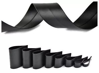 Black Vegan PU Faux Leather Tape Belt Upholstery Trimming Accessories DIY • £2.85