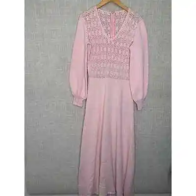 Vintage Day Dress Womens Small 70's Pink Prom Knit Sweater Barbie Long • $45