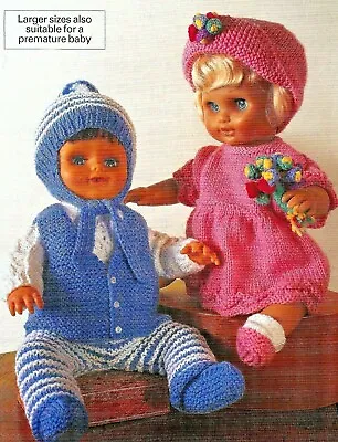 0358 Doll/Premature Baby Outfit DK 12-22  - Vintage Knitting Pattern Reprint • £3.49