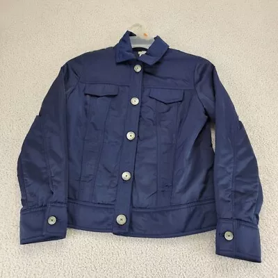 Chicos Button Up Jacket Womens 0 Blue Casual Long Sleeve Office Work Outdoors • $24.95