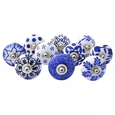 Vintage Hand Painted Ceramic Pull Knobs For Kitchen Cabinet (Set Of 10 ) • £15.59