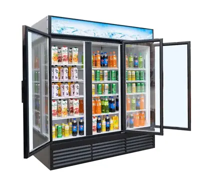 Fricool 72   Three-Glass Door Merchandiser Refrigerator Beverage Cooler Black • $2990