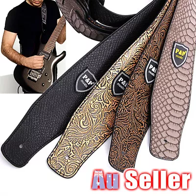$14.55 • Buy Adjustable Guitar Strap Belt Electric Acoustic Basses Folk Luxury PU Leather