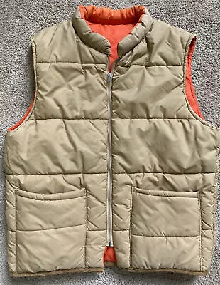 Vtg  American Field  Reversible Hunting Vest Beige Orange Size Large Made In USA • $24.99