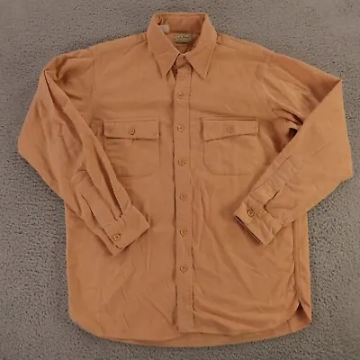 $30.07 • Buy VINTAGE LL Bean Shirt Mens Medium Orange Cotton Button Up Chamois Flannel