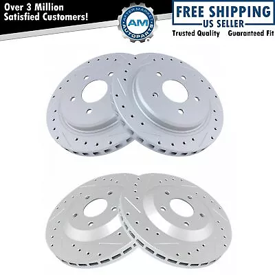 Front & Rear Drilled Slotted Coated Performance Rotors Kit For C5 Corvette • $230.36