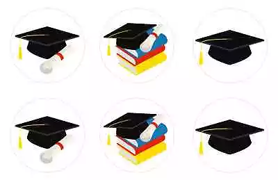 Graduation Cap Diploma Edible Cupcake Toppers Decoration • $7.95