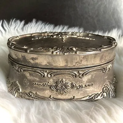 $82.43 • Buy Vintage Towle Pewter Silver Tone Floral Musical Jewelry Box CATS Song Free Ship!