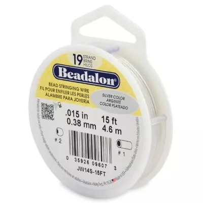 Beadalon 19-Strand 0.015  0.38 Mm 15 Ft 4.6 M Silver Color Bead Stringing Wire • $17.72