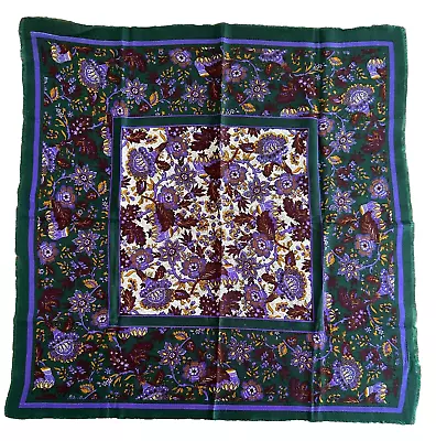 Floral Patterned Vintage Square Scarf Head Scarf Green & Purple (77cm) • $20