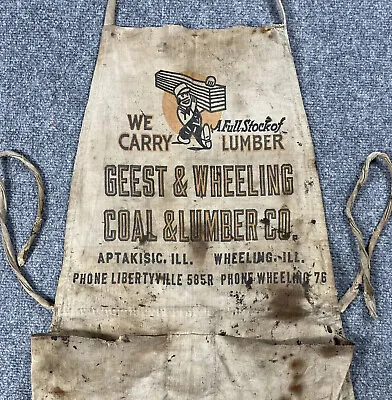 Antique 1900s Advertising Work Apron Coal & Lumber Wheeling Illinois Chicago VTG • $70.86