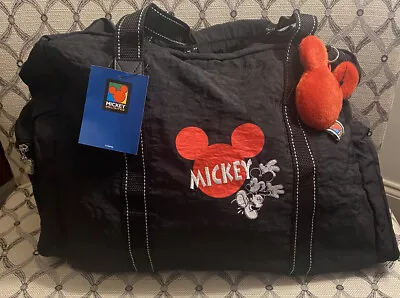 NEW Disney Mickey Mouse Duffle Bag W/plush Red Mickey Head Key Chain Vintage NWT • $34.99