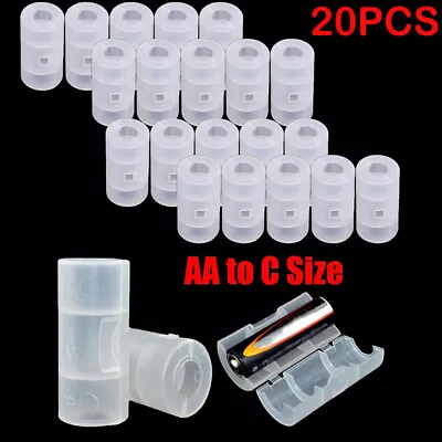 20Pcs Batteries Adapter Switcher Adaptor Case  Battery Converter AA To C Size • $12.98