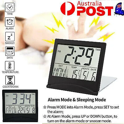 $14.78 • Buy Small LCD Digital Alarm Clock Folding Travel Calendar Temperature Snooze Clock