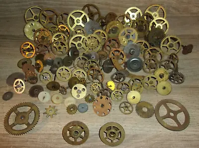 Vintage Lot Of 98 Clock Maker Gears Parts Springs Brass Metal Steam Punk • $69.99