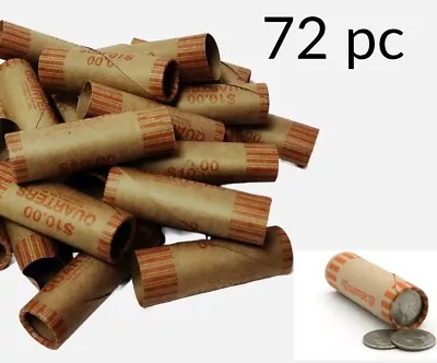 72 Prefomed Paper Coin Wrappers Tubes For Quarters  • $7.90