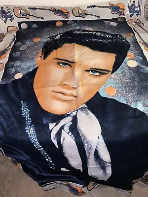 Vintage Elvis Presley Tapestry Wall Hanging Cotton 52in X 34.5in • $64.95