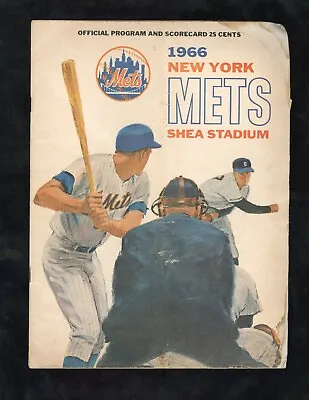 1966 New York Mets Scorecard San Francisco Giants - Willie Mays HR - 17 Inn Game • $25