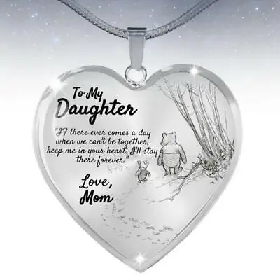 To My Daughter Necklace Heart Pendant Love MOM DAD Jewelry Gift With 24  Chain • $10.99