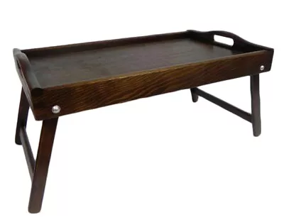 Wooden Lap Tray Breakfast In Bed Serving With Folding Legs Table Mate Dark Brown • £24.99