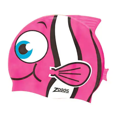 Zoggs Swimming Cap Junior Silicone Swim Hat Pink Goldfish Character Durable Pool • £12.50