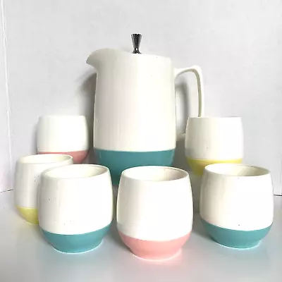 $87.95 • Buy Vtg Vacron Bopp-Decker Insulated Plastic Server & 6 Cups Turquoise Pink Yellow