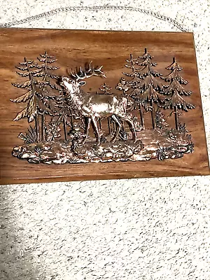 Elk Wooden Plaque Wall Art 3D Copper 16”x 11 1/2” Plaque • $31.99