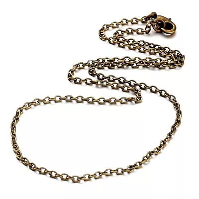 Rustic Antique Brass Bronze Color Cable Chain Necklace 18  Long 3x2mm Links • $4.95