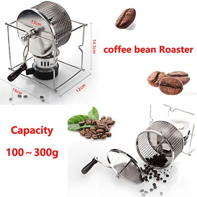 Home DIY Manual Hand Stainless Steel Coffee Bean Roaster Baking Roasting Machine • $124.29