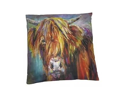 Highland Cow Cushions Velvet Feel 45x45cm Choose Cover Only/Filled Cushion • £14.99