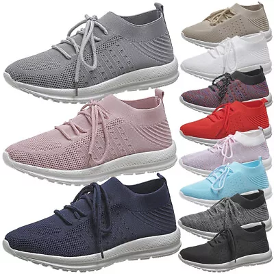 Womens Running Trainers Gym Hiking Walking Shoes Sports Fitness Pumps Jogging UK • £6.99