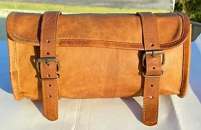 Universal Saddlebag Motorcycle Fork Bag Leather Tool Saddle Front Storage Pouch • $35