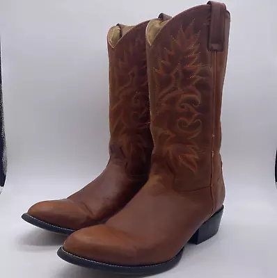 Je-Ver Cowboy Boots Men's 9.5 Brown Leather Embroidered Rodeo Western Pointed • $44.97