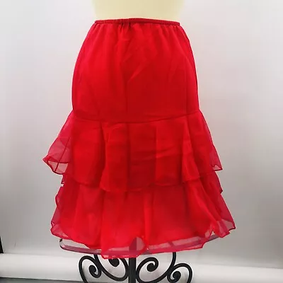 Fab 50s Lipstick Red Rockabilly Jive Multi Layered  Bouffant Petticoat Half Slip • $40