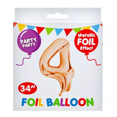 Rose Gold Foil Number 4 Balloon 34  Metallic Party Decoration • $7.46