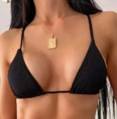 $9.99 • Buy Zaful Women’s String Bikini Top Bathing Suit Black Size LARGE Swimsuit Swimwear 