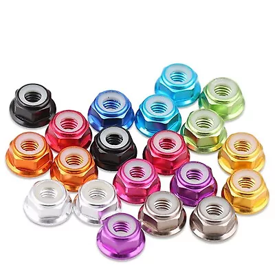 M2 M3 M4 M5 M6 Flanged Nyloc Nuts Nylock Lock Nylon Nut Aluminum Alloy Colourful • $2.19