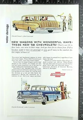 1958 Chevrolet Nomad Brookwood Ad Station Wagon Tailgate Grille Bumper Trim Shot • $10.50