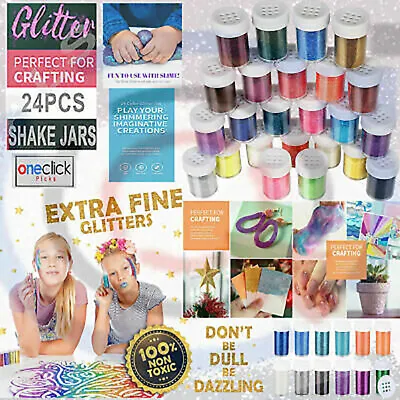 Fine Glitter Set 20g 24pcs Glitter Shake Jars For Art Crafts Painting • £7.99